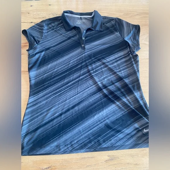 Nike Women's Short Sleeve Polo‎ - Black and Gray XL Preloved