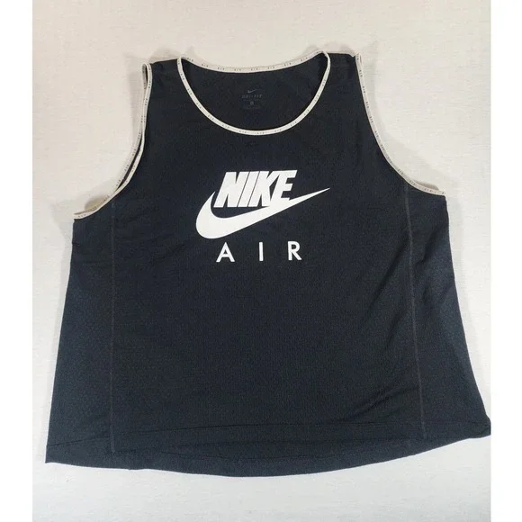 Nike Air Dri-FIT Running Tank Top Women 1X PLUS Black Mesh Sleeveless DB4448-010