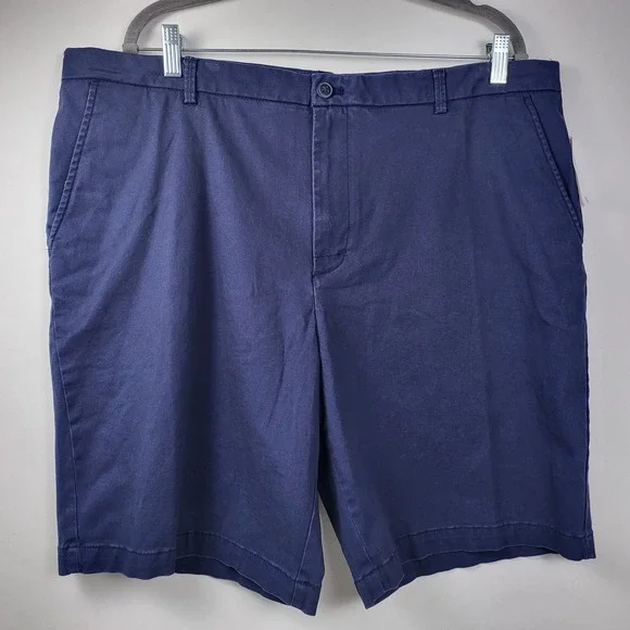 IZOD Men's Classic Saltwater Flat Front Chino Short Mens Size 40 Navy Blue 9.5in