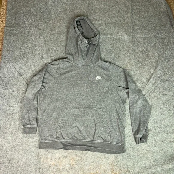 Nike Womens Hoodie 1X Plus Gray White Sweatshirt‎ Sweater Air Lounge Sports Top