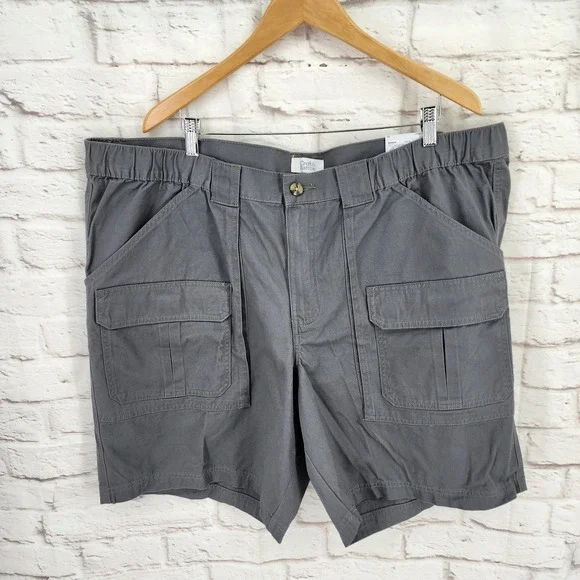 Croft Barrow Cargo Shorts Side Elastic Men Size 48 Classic Outdoor Gray Travel