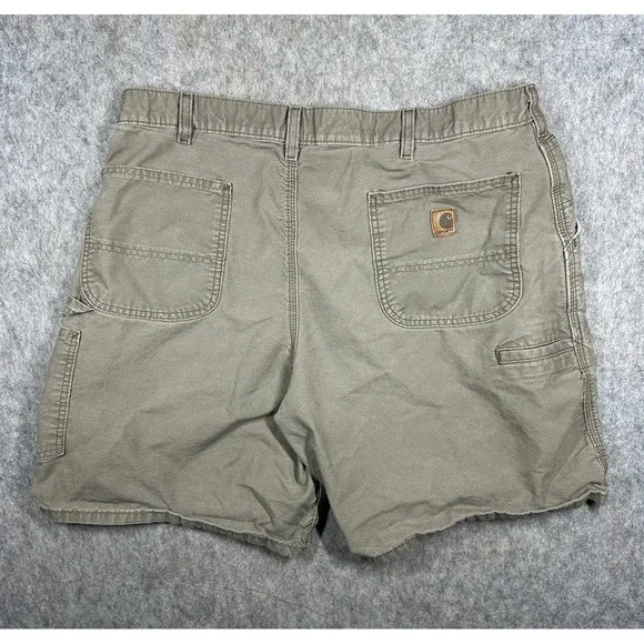 Carhartt B144 LBR Canvas Work Shorts Mens 40 Brown Utility Carpenter Cotton
