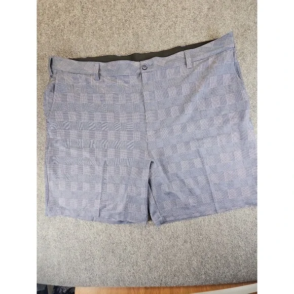 Reebok Shorts Mens 54 Navy Blue Plaid Pockets Logo Performance Golf Casual 1581