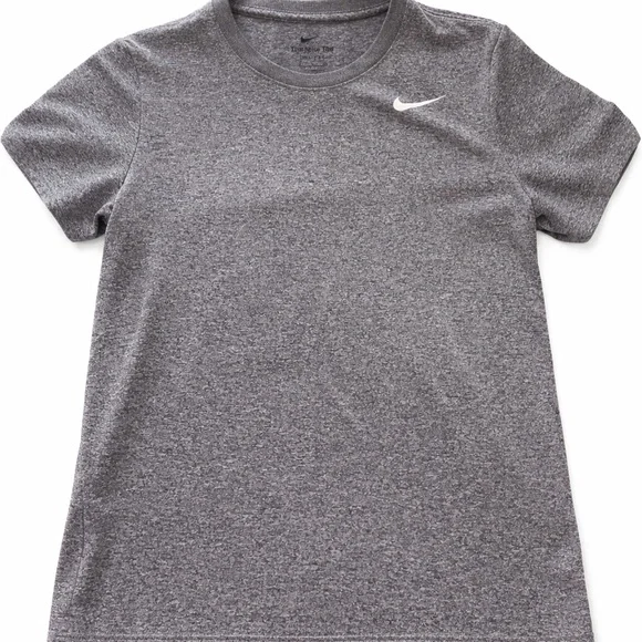 Nike Short Sleeve Athletic Tee in Heather Gray with White Swoosh