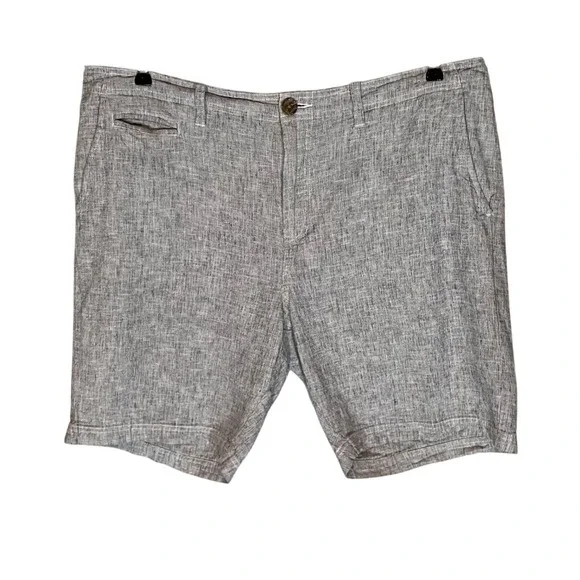 14th & Union Mens Slim Fit Linen Cotton Blend Shorts Grey Heathered Sz 38 Preppy