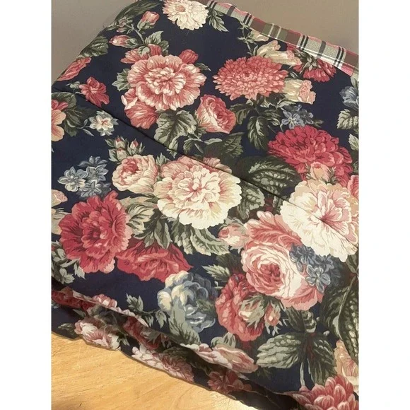 Ralph Lauren Vtg Garden Gatehouse Blue‎ Rose Floral Twin Comforter RARE 75x84