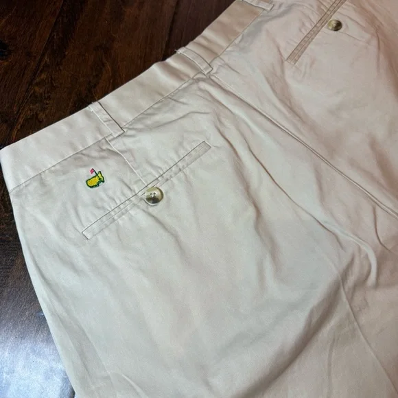 Masters Collection Flat Front Khaki Pleated Shorts size 38 Golf Preppy