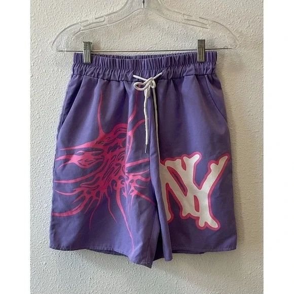 ROMWE Prep Guys Pink, White & Blue Drawstring Shorts (S)