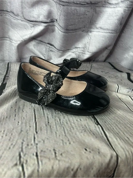 5/$20 Coquette Dark Balletcore Goth Glam Black Patent Mary Janes Glitter Bow 6