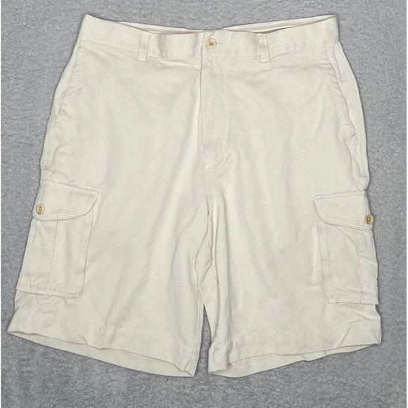 Tommy Bahama Relax Cargo Shorts Mens‎ 32 Beige Tan 100% Silk Casual Performance