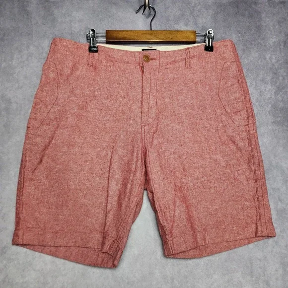 J. Crew Mens Pink Beach Shorts 34 Linen Blend Flat Front Casual‎