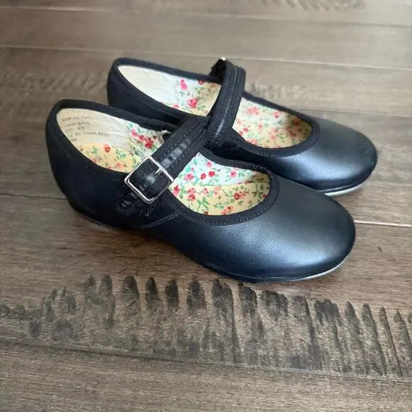 Capezio Tap Shoes Leather Dance Black Mary Jane Kids 11 Girls