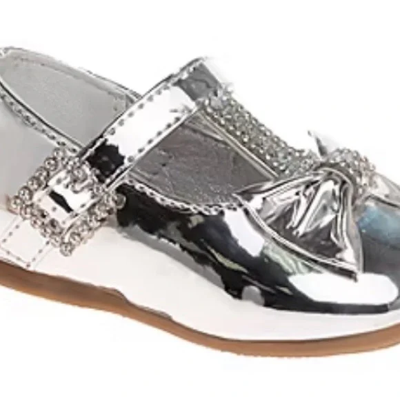 Jossmo Shiny Silver Dress‎ Shoes for Kids