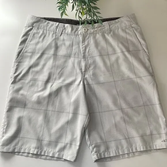 O’Neill golf shorts.  Size 36 waist.  Grey and white plaid.