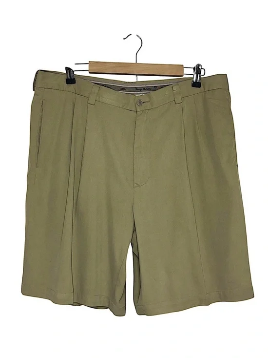 Tommy Bahama 💯 % Silk Tan Relax Pleated Mens Shorts Size 36