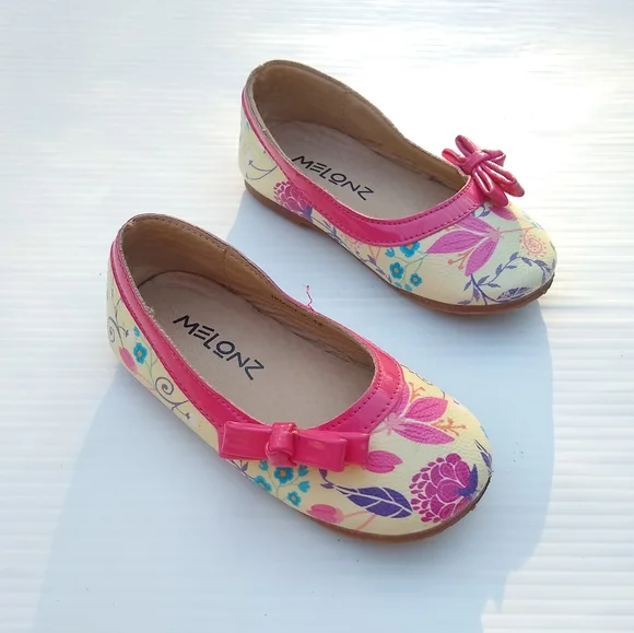 MELONZ baby girl pink floral slip-on flats