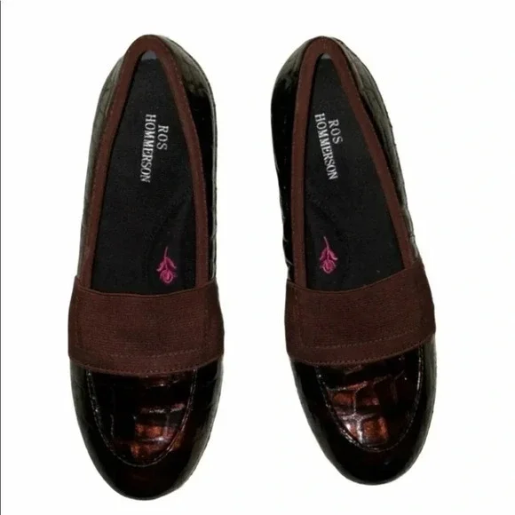 Ros Hommerson 4M brown‎ patent leather wedges