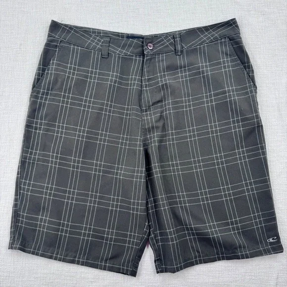 Vintage Y2K ONeill Conquest Hybrid Shorts Men 38 Grey Plaid Walkshorts 7341900