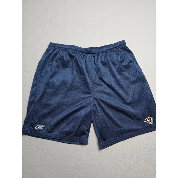 Vintage Reebok NFL Team Apparel Los Angeles Rams Football Shorts Mens 2XL Blue