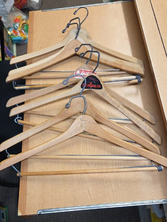 Vintage Wooden Suit Hangers  Lot of 7 Trouser‎ Wood Closet Organize