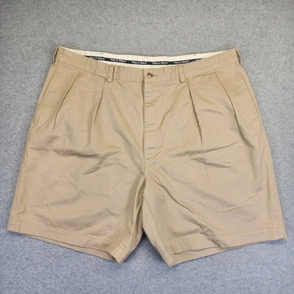 Vintage Polo Golf Ralph Lauren Men's 42 Chino Shorts Beige Pleated Classic Golf
