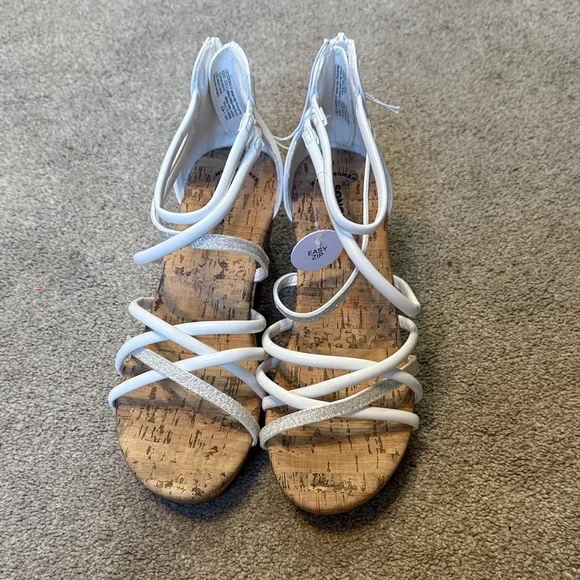 Sonoma White Strappy Cork Wedge Sandals Size 4