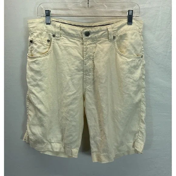 Ermenegildo Zegna Men's Ivory Linen Chino Short Travel Summer 5 Pocket Resort 34
