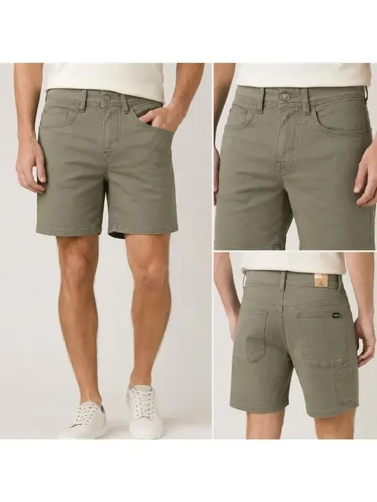 prAna Station Shorts Men’s 28 Rye Green Organic Cotton Stretch Twill NWT 11”