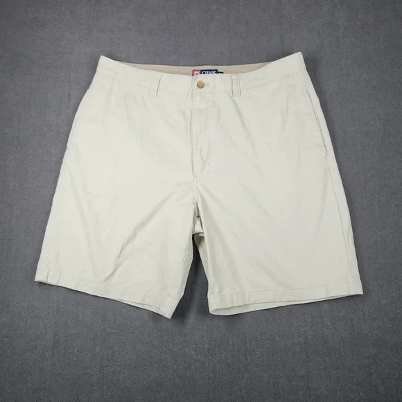 Chaps Shorts Men Size 38‎ Tan Beige Flat Front Chino Walking Classic Cotton