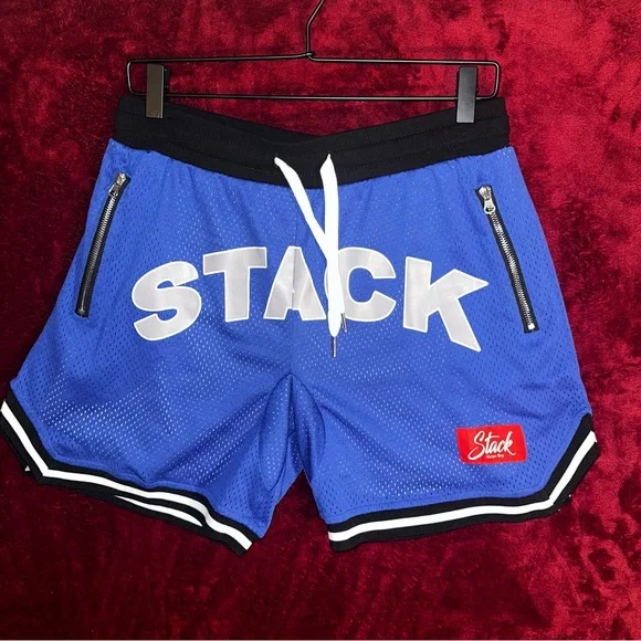Stack Supply Company‎ Streetwear Men’s Jersey Shorts Large Blue Zippered Pockets