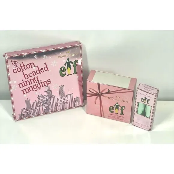 Elf X Revolution Ninny Muggins Eyeshadow Palette Highlighter Lip Balm & Scrub NI