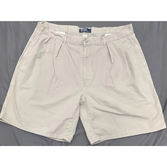 Polo Ralph Lauren Chino Shorts Men’s 39 Beige‎ Pleated Classic 8.5” Inseam