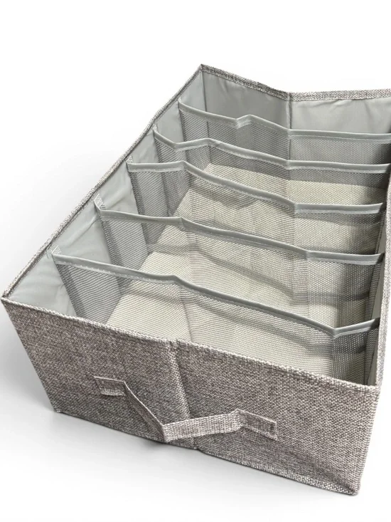 Foldable Gray Drawer Organizer | 5 Compartment Sock & Lingerie Storage
