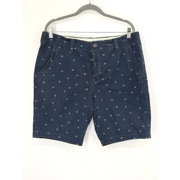 Abercrombie & Fitch Mens Navy‎ Blue Geometric Square Print Chino Shorts Size 36