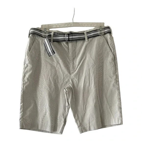 Express Slim Fit Pinstripe Shorts with Belt Hits at the Knee sz 36 Mens New