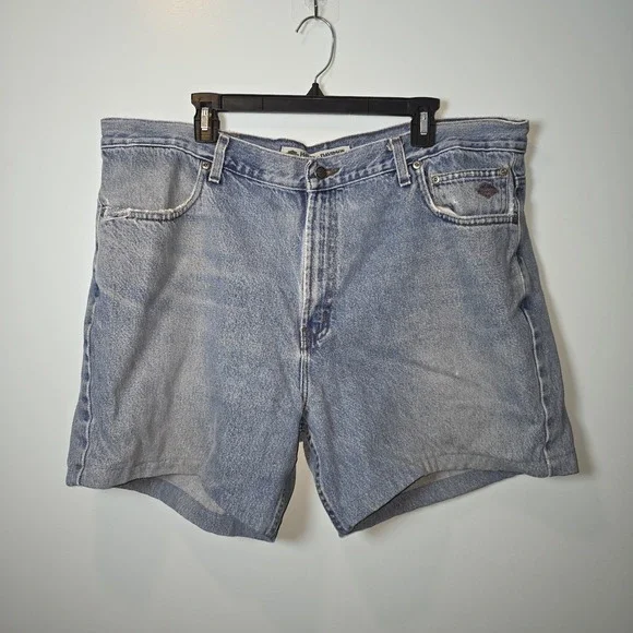 Harley-Davidson Light Wash Denim Jorts Biker‎ Eagle Claw Patch Mens 42 Blue
