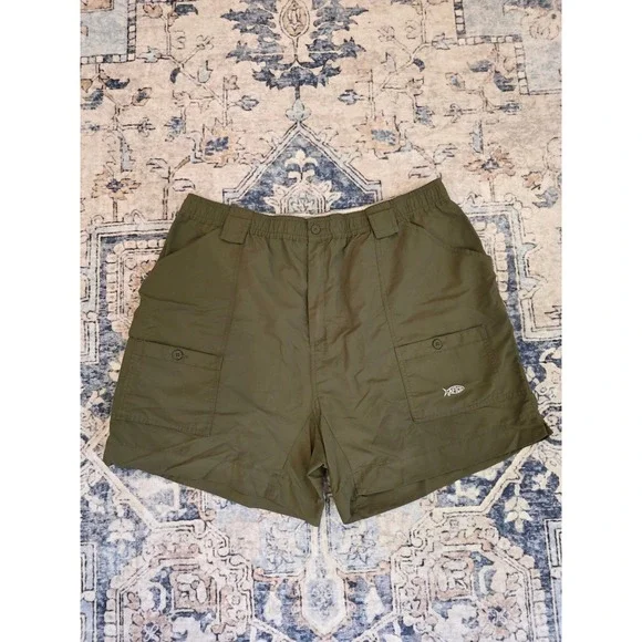 AFTCO Men's Size 44 The Original Fishing Shorts in Olive Green Pockets Boating