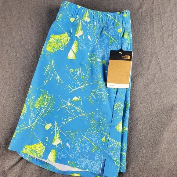 The North Face Men's Blue Patterned Athletic Wander Shorts NWT large Flashdry