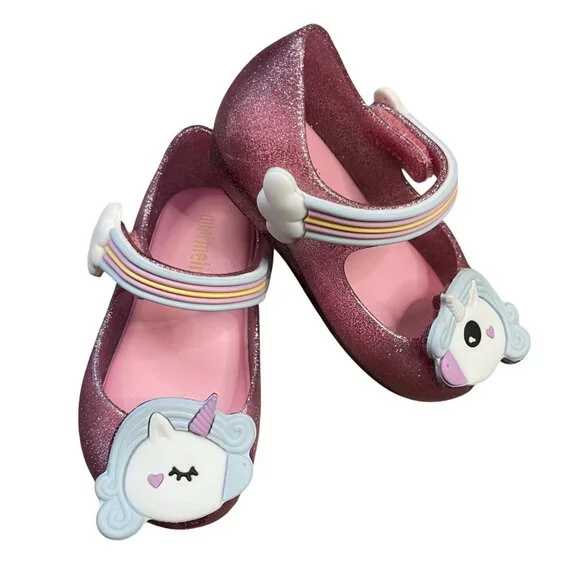 Mini‎ Melissa Mini Ultragirl Unicorn Mary Janes Baby Girls 5 Pink Sparkling NEW