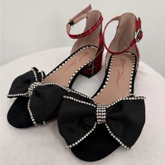 Betsey Johnson Girls Plaid Bow Heels – Size 3