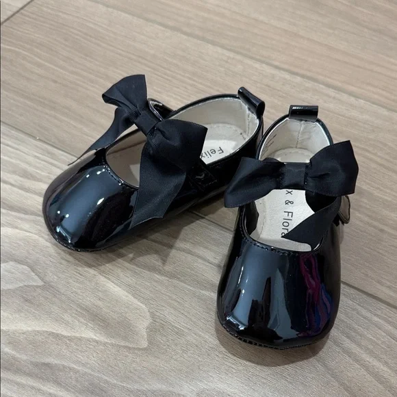 Elegant Black Kids Dress Shoes with Bow
