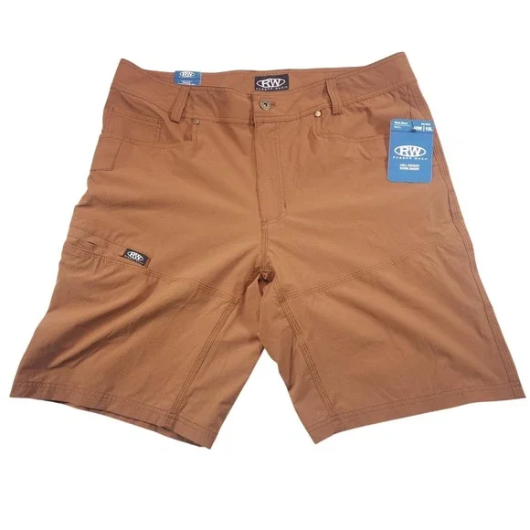 Rugged Wear Mens 40 Brown Nylon Stretch Cargo Shorts NWT‎