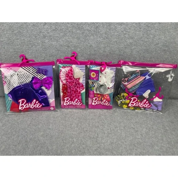 Mattel Barbie Doll Clothing Lot‎ In Package 20 Pieces Dresses Shoes Chef Outfit