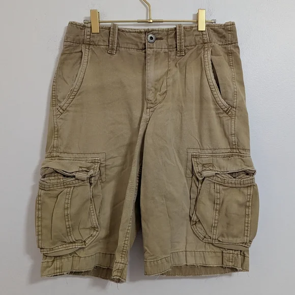 Vintage American Eagle Outfitters‎ Size 28 Tan Longer Length Cargo Shorts