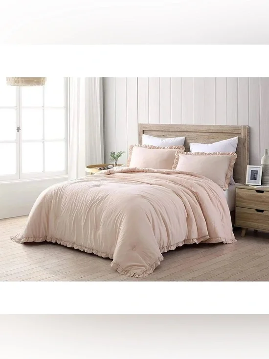 Soft Blush Ruffle king 3 piece Comforter Set