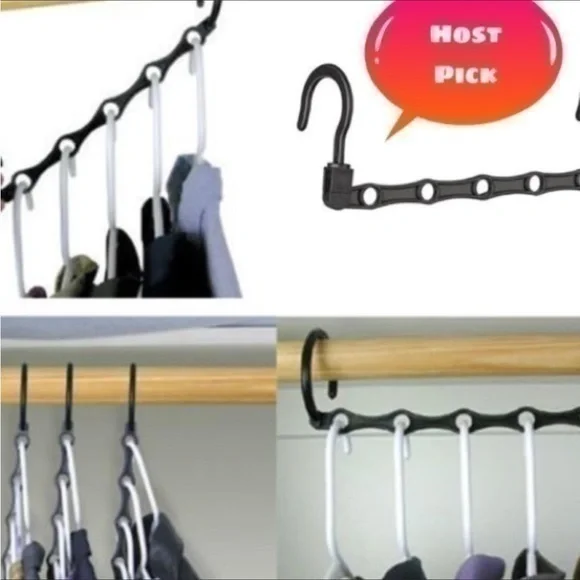 THE ULTIMATE SPACE SAVER: Wonder Hanger Max. Set includes 5 black Wonder Hangers