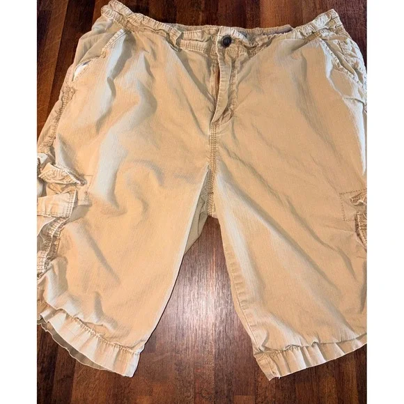 BKE Athletic Fit Cargo Shorts Mens 33 Khaki Tan Ripstop Cotton Casual Outdoor
