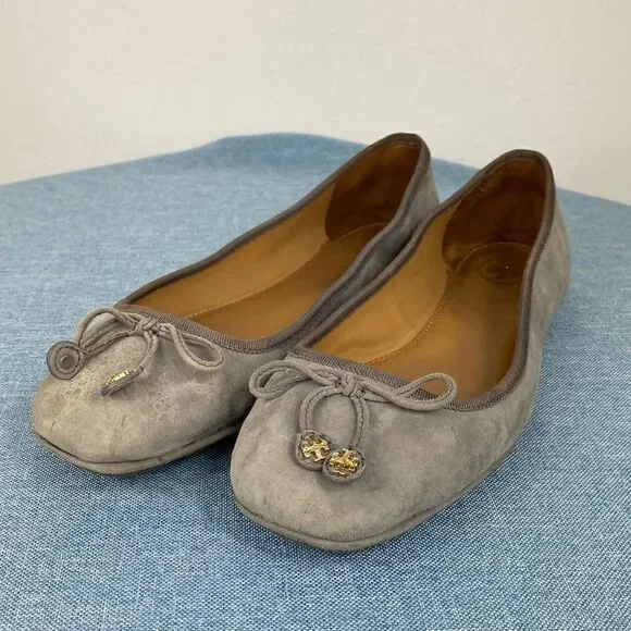 Tory Burch Carbon Grey Laila Suede Driver Ballet