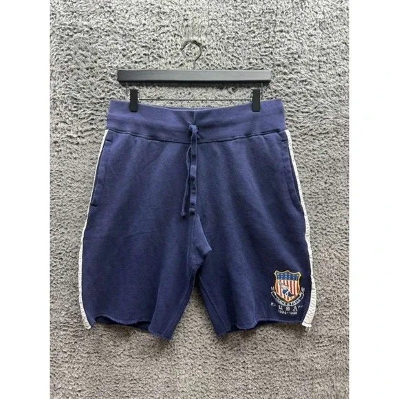 Vintage Polo Ralph Lauren Track & Field Drawstring Shorts Navy Blue Mens‎ Size S