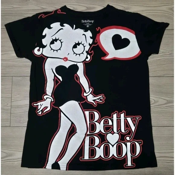 Betty Boop AOP Shirt‎ Size Large Black Cartoon Animation